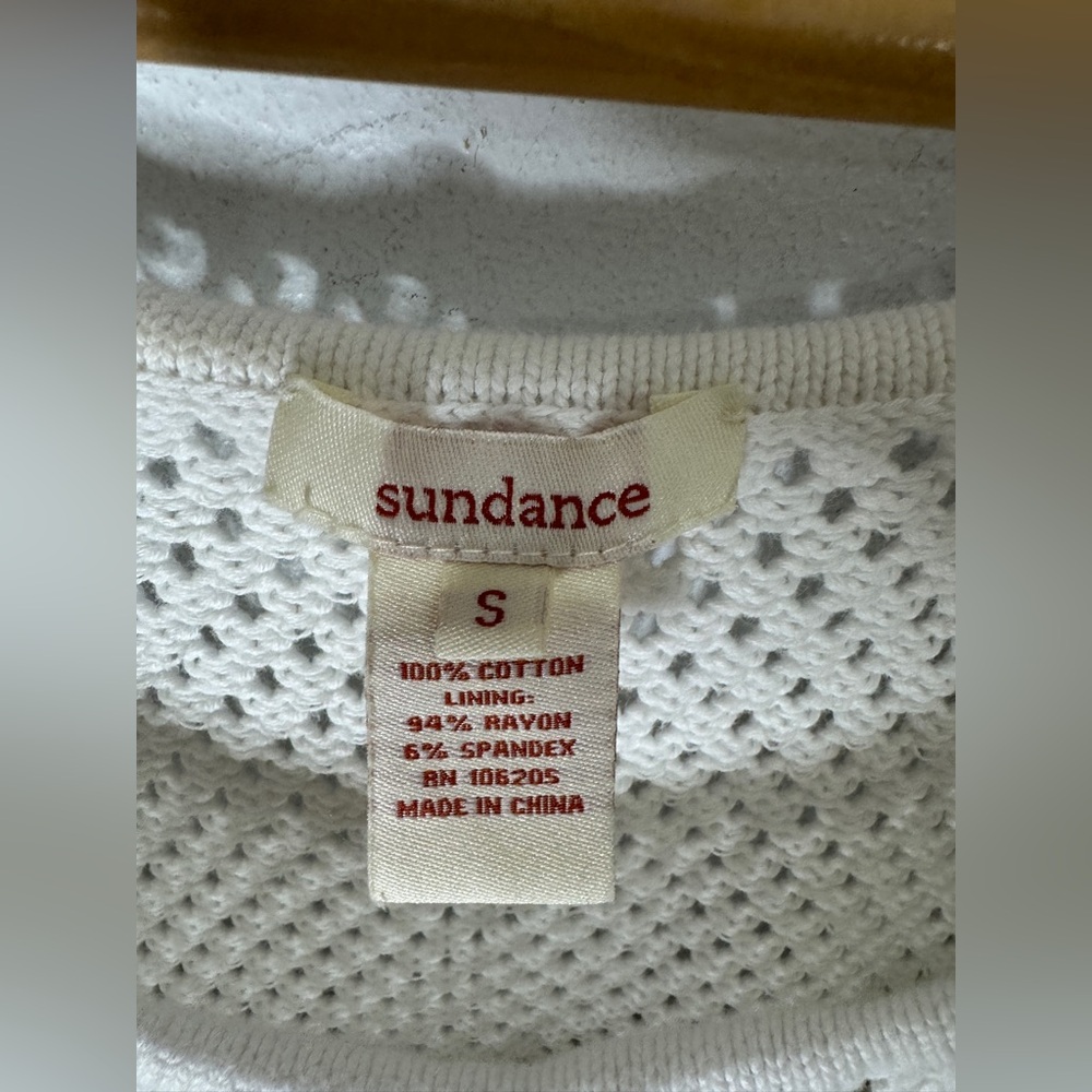 Sundance Crochet Dress‎ Size Small White Mini Sleeveless Cotton Slip Lining - Picture 3 of 4